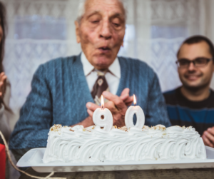 An old man celebrating 90th Birthday